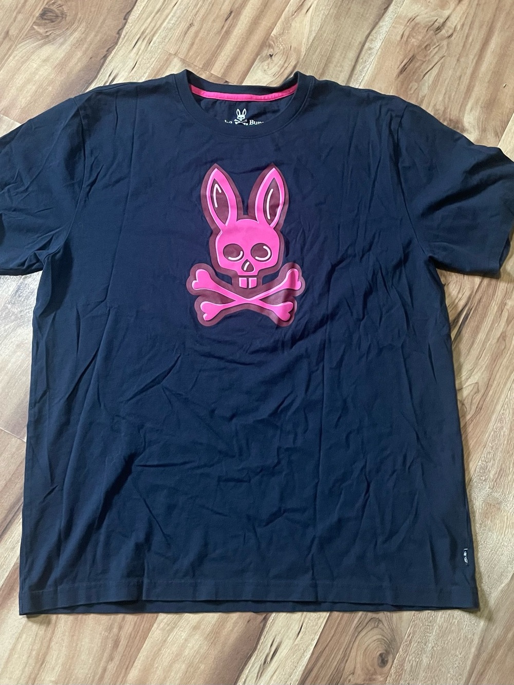 Psycho Bunny Black & Neon Pink Skull Bunny Pima Cotton Graphic Tee M